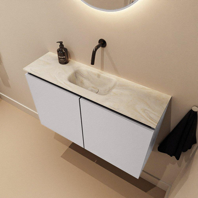 MONDIAZ TURE-DLUX Meuble toilette - 80cm - Cale - EDEN - vasque Ostra - position centrale - sans trou de robinet