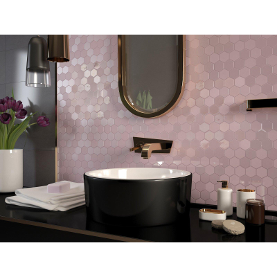 The Mosaic Factory Valencia mozaïektegel - 28x33cm - 5mm - hexagon - mat en glans pink (roze)
