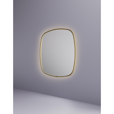 Hotbath &MORE Miroir dans cadre en aluminium / contour incl LED direct & indirect. chauffage de miroir. changement de couleur. dimmable. sans points lumineux. avec télécommande BBP Laiton brossé PVD