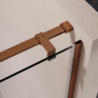 BRAUER Stellar Nisdeur - 2-delig - 140x200cm - draaideur - glascoating - omkeerbaar - helder glas - geborsteld koper PVD