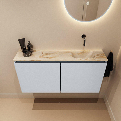 MONDIAZ TURE-DLUX Meuble toilette - 100cm - Clay - EDEN - vasque Frappe - position droite - sans trou de robinet