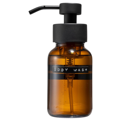 Wellmark Gel douche flacon en verre brun pompe noire 250ml BODY WASH