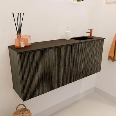 Mondiaz JOYA 100cm toiletmeubel - kleur Shadow - Wastafel FAYE positie Rechts 1 kraangat kleur Urban.