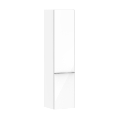 Hansgrohe Xelu Q Armoire haute - 165x40x35cm - 2 portes - poignée chrome - fermeture douce - charnière à gauche - high gloss white