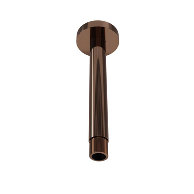 Fortifura Calvi ensemble de douche à l'italienne - rond - thermostatique - bras plafond - douche principale de 25 cm - douchette à main - flexible lisse - Cuivre brossé PVD