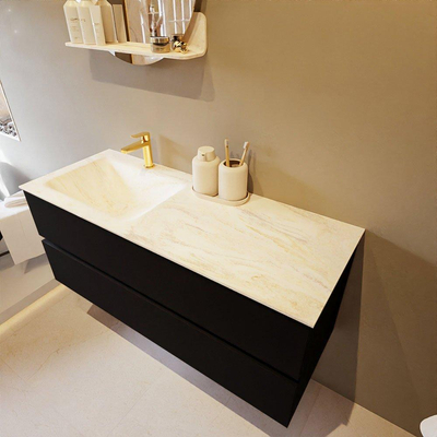 Mondiaz VICA-DLUX ensemble de meuble de salle de bain - 120cm - meuble sous-vasque urban - 2 tiroirs - lavabo encastré cloud gauche - 1 trou de robinet - version haute de 60cm - ostra