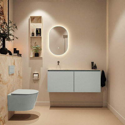 MONDIAZ TURE-DLUX Meuble WC 120 cm Greey. Lavabo EDEN Frappe position gauche. Sans trou de robinet.