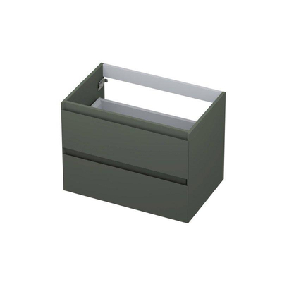 INK Wastafelonderkast - 70x45x52cm - 2 lades - greeploos - MDF lak - Mat beton groen