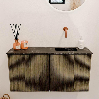 Mondiaz JOYA-DLUX 80cm toiletmeubel - kleur Dusk - Wastafel FAYE positie Rechts Zonder kraangat kleur Lava.