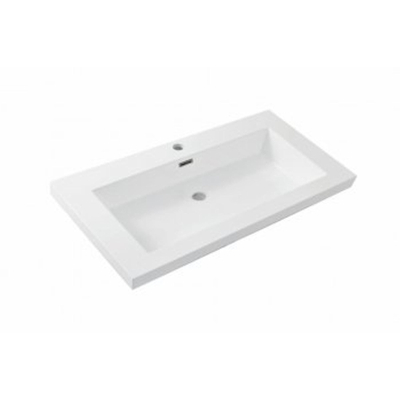 Wiesbaden Vision lavabo simple avec 1 trou de robinet 80x46x5,5 cm marbre synthétique brillant blanc