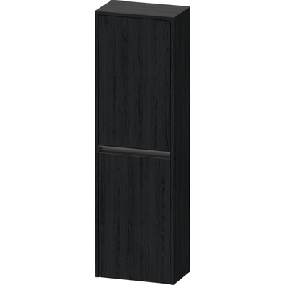 Duravit Ketho.2 Halfhoge kast - met 2 deuren - 40x132x24cm rechts - met tip oneiken - mat zwart eiken