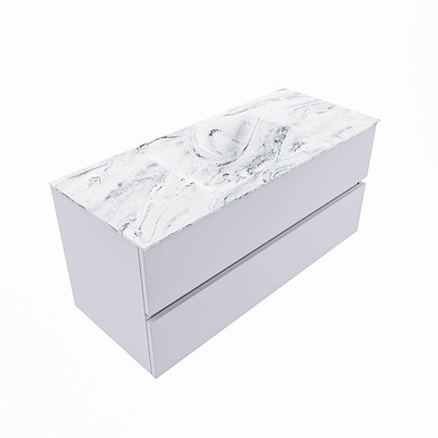 Mondiaz VICA-DLUX ensemble de meuble de salle de bain - 110cm - meuble sous-vasque cale - 2 tiroirs - lavabo encastré cloud milieu - 1 trou de robinet - version haute de 60cm - glace