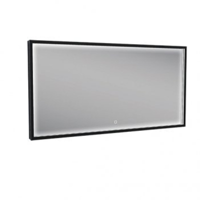 Wiesbaden Avi spiegel rechthoek met LED, dimbaar en spiegelverwarming 120 x 60 cm mat zwart