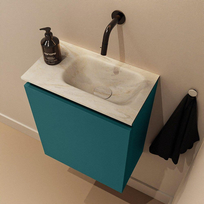 MONDIAZ TURE-DLUX meuble de toilettes 40cm Smag. EDEN lavabo Ostra position à droite. Sans trou de robinet.