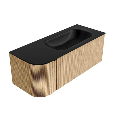 MONDIAZ KURVE Meuble de salle de bains 115 cm avec module 25 L couleur chêne avec 1 tiroir et 1 porte. Lavabo BIG SMALL à droite 1 trou de robinet Urban.
