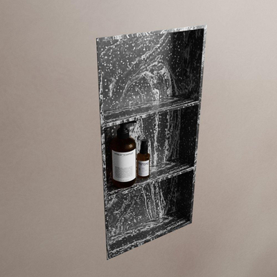 Mondiaz EASY Niche salle de bains - 59.5x8x29.5cm - à encastrer ou à monter - 3 compartiments - Lava