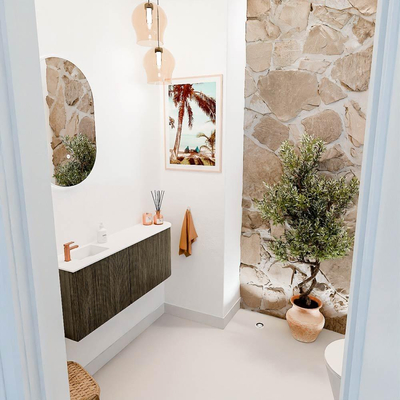 Mondiaz JOYA 101.6cm toiletmeubel - ronding rechts kleur Shadow - Wastafel FAYE positie Links 1 kraangat kleur Talc.