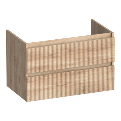 BRAUER Joy Wavy wastafelonderkast 80 2 softclose lades - greeploos - 1 sifon uitsparing - Forest Wheat
