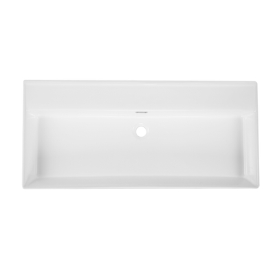 Saniclass Levina Meubelwastafel - 100.5x47x12cm - overloop - 1 wasbak - zonder kraangat - keramiek - wit glans