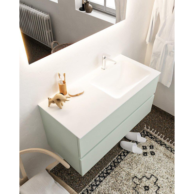 Mondiaz VICA ensemble de meuble de salle de bain - 100cm - meuble sous-vasque gris - 2 tiroirs - lavabo cloud droite - 1 trou de robinet - miroir LED - version XL 60cm de haut