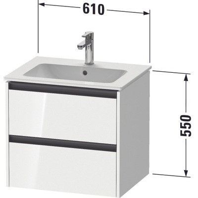Duravit Ketho.2 Wastafelonderbouwkast - met 2 laden - 61x48x55cm - met grepen antraciet - wit supermat