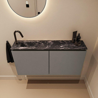 MONDIAZ TURE-DLUX 100cm toiletmeubel Smoke. EDEN wastafel Lava positie links. Met 1 kraangat.