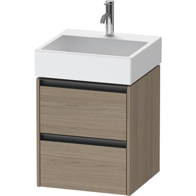 Duravit Ketho 2 meuble sous-lavabo - 2 tiroirs - 48.4x46x54.9cm - poignées anthracite - chêne terra mat