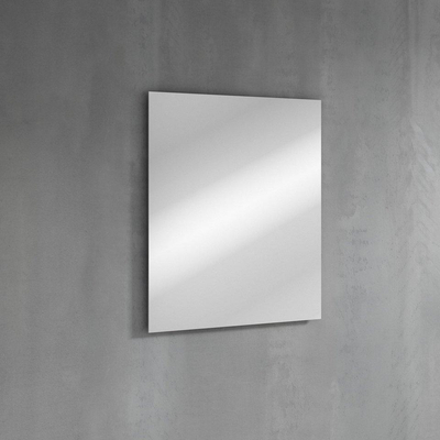 Adema Prime Essential Ensemble de meuble - 60x55x46cm - 1 vasque rectangulaire Blanc - 1 trou de robinet - 2 tiroirs - avec miroir rectangulaire - Greige