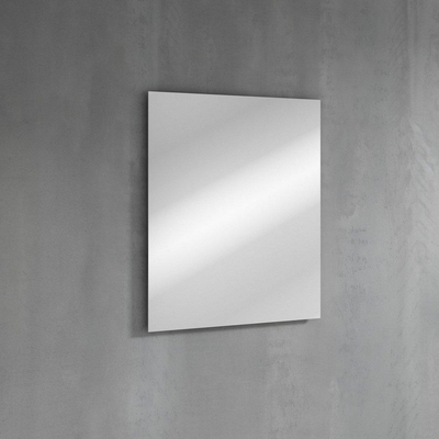 Saniclass Prime Essential Meuble de salle de bain - 60x55x46cm - 1 vasque rectangulaire blanc - 1 trou de robinet - 2 tiroirs - miroir rectangulaire - mat greige (gris)
