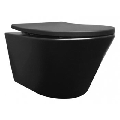 Wiesbaden Vesta wandcloset rimless met Shade slim toiletzitting softclose en quick release mat zwart SHOWROOMMODEL