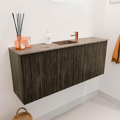 Mondiaz JOYA-DLUX 100cm toiletmeubel - kleur Shadow - Wastafel FAYE positie Midden 1 kraangat kleur Arena.