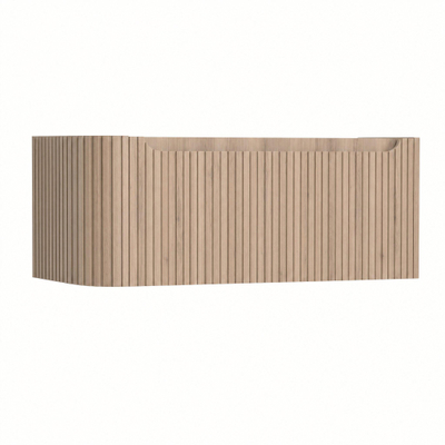 H&R Badmeubelen Juice Wastafelonderkast - 100x45x40cm - linkerhoek afgerond - 3D-front - 1 lade - geïntegreerde greep - rockford oak