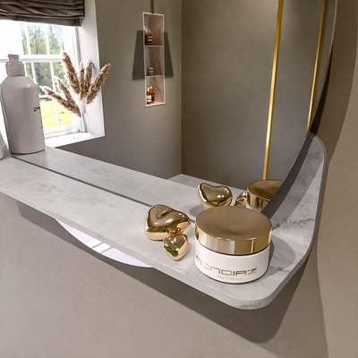 Mondiaz SPOT Miroir de salle de bain - rond 60cm - plan de miroir - couleur Opalo