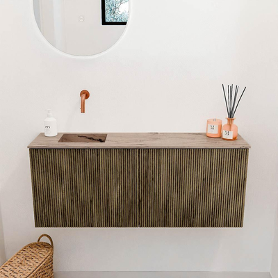 Mondiaz JOYA-DLUX 100cm toiletmeubel - kleur Dusk - Wastafel FAYE positie Links Zonder kraangat kleur Arena.