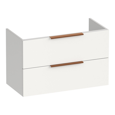 BRAUER Elevate wastafelonderkast ondiep 80 excl. opleggrepen 2 softclose lades en 1 sifon uitsparing - mat wit