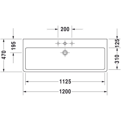 Duravit Vero Lavabo 120xcm avec 2 trous pour robinetterie et trop plein avec Wondergliss Blanc