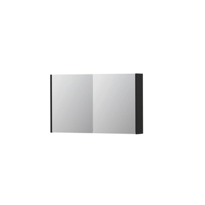 INK SPK1 Spiegelkast - 100x14x60cm - 2 deuren - dubbelzijdige Spiegel - schakelaar en stopcontact - MDF lak zwart mat
