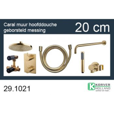 Wiesbaden Caral one-pack inbouwthermostaatset - hoofddouche rond 20cm - type 402 - geborsteld messing TWEEDEKANS