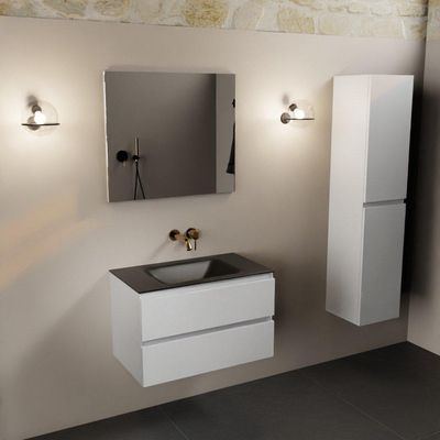 Mondiaz AIVY Ensemble de meuble - 80x45x50cm - 0 trous de robinet - 1 vasque Urban Solid surface - Centre - 2 tiroirs - sans miroir - MDF Talc