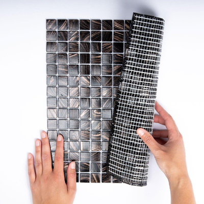 La Mosaic Factory Amsterdam carreau mosaïque - 32,2x32,2cm - carrelage mural et de sol - Carré - Verre Noir brillant