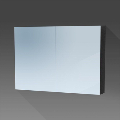 BRAUER Dual Spiegelkast - 100x70x15cm - 2 links- rechtsdraaiende spiegeldeur - MFC - black wood