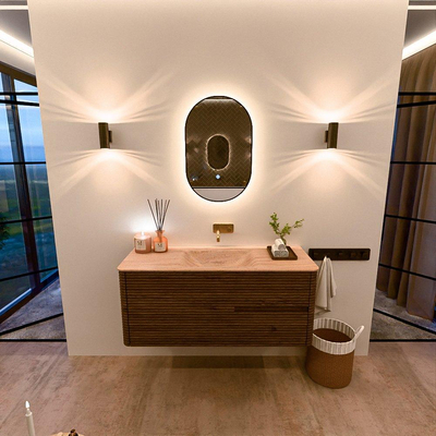 Mondiaz CIRO-DLUX Badkamermeubelset - 120x45x50cm - Solid surface wastafel Saba - 1 wasbak Midden - zonder kraangaten - 2 lades - Dusk