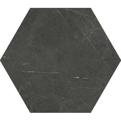 ÉCHANTILLON Terravito Jorina carreau mural et de sol - 15x17cm - 9mm - Hexagone - Effet marbre - Noir mat