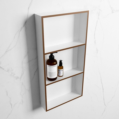 Mondiaz Easy nis 29.5x59.5x8cm voor Inbouw/opbouw 3 open vakken Solid surface Talc/Rust