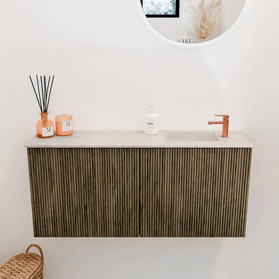 Mondiaz JOYA-DLUX 90cm toiletmeubel - kleur Dusk - Wastafel FAYE positie Rechts 1 kraangat kleur Ostra.