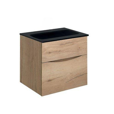 Crosswater Glide II ensemble de meubles de salle de bain - 50x45x52cm - 2 tiroirs lavabo sans poignée - noir windsor oak