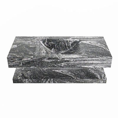 MONDIAZ ALAN - DLUX Badkamermeubelset - 100cm - planchet - Lava - vrijhangende wastafel - wasbak midden - 0 kraangaten - Lava