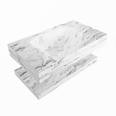 MONDIAZ ALAN - DLUX Badkamermeubelset - 80cm - planchet - Glace - vrijhangende wastafel - wasbak midden - 1 kraangat - Glace
