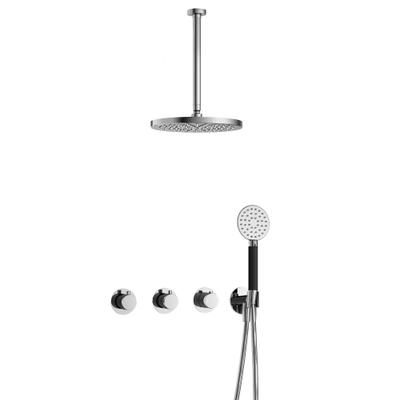 Hotbath Cobber IBS70 Regendoucheset - inbouw - 30cm plafondarm - 30cm ronde hoofddouche - 3 standen handdouche - hoogglans chroom