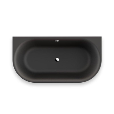 Plieger Kansas Baignoire semi-autoportante - 155x80x60cm - avec arrivée d'eau - avec garniture de vidage et de trop-plein - avec pieds - acrylique - noir mat